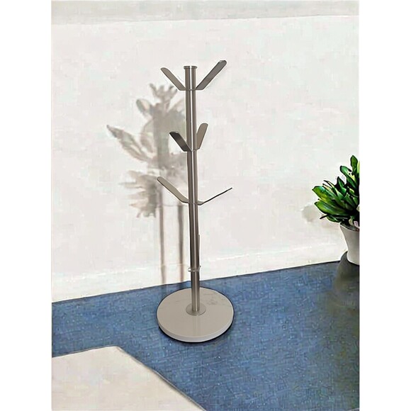 Mug Holder Tree with White Marble Base, 8 Silver Hooks And Stand 18 Inch - Picture 2 of 7